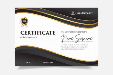 Certificate of employee appreciation template. Modern graphic with gold badge. Perfect for your company's employee appreciation awards clipart