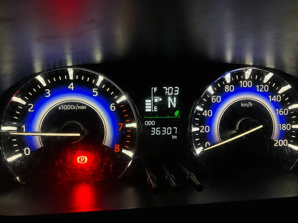 close up modern car dashboard. Car instrument panel