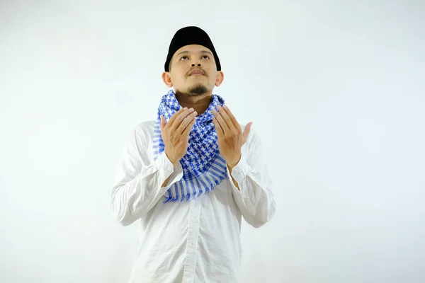 Beau Musulman Asiatique Homme Faisant Geste Prière Main Ramadan Ied — Photo