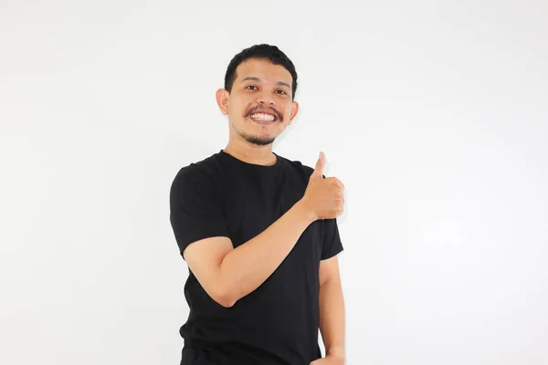 Joven Hombre Asiático Guapo Con Camisa Casual Sobre Fondo Blanco — Foto de Stock
