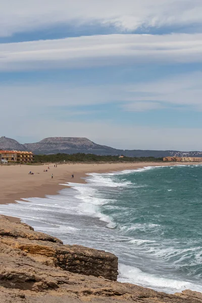 Begur Hiszpania Kwi 2023 Prawie Pusta Plaża Platja Pals Begur — Zdjęcie stockowe