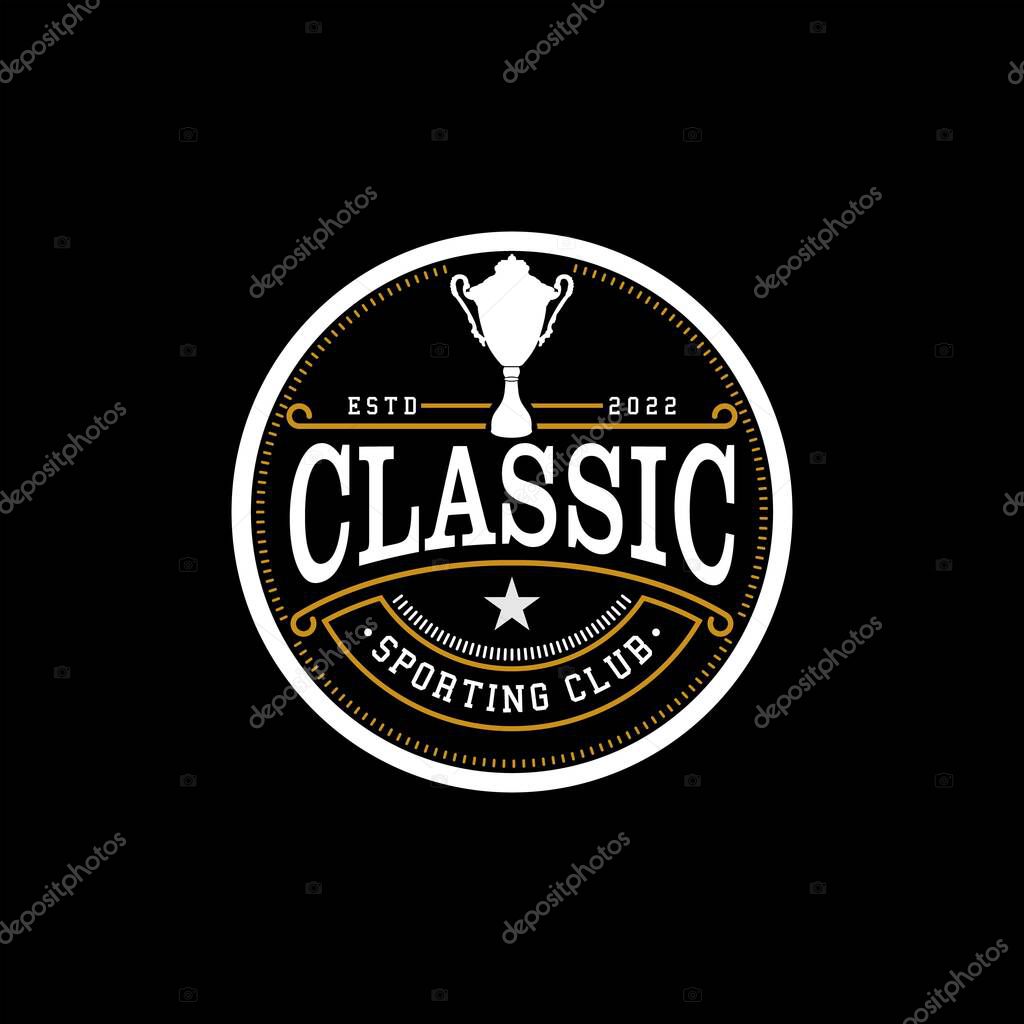 Vintage rounded trophy champion label vector design