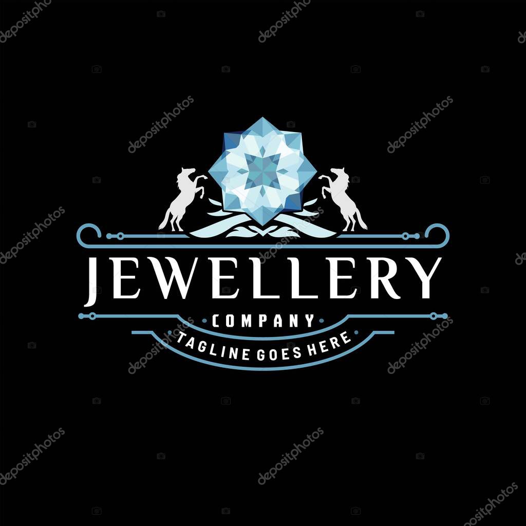 Luxury elegant Jewelery Logo With diamond Illustration Template Design