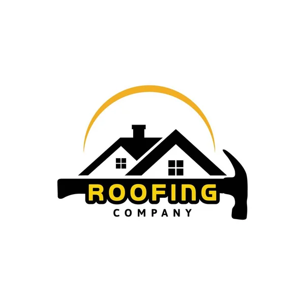Roof Hammer Renovation Logo Design Builder Logo Home Service Stok Ilustrasi 