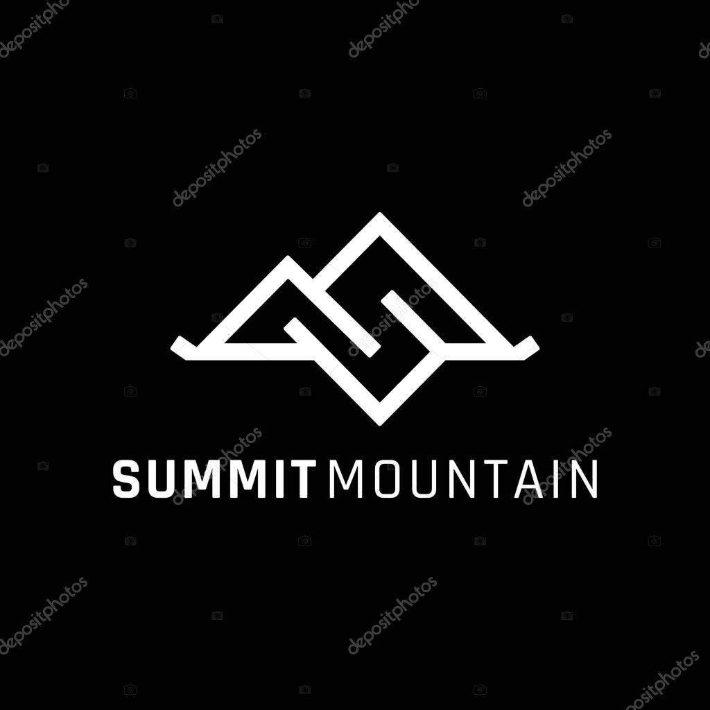 Modern Outline Mountain Logo letter S or M