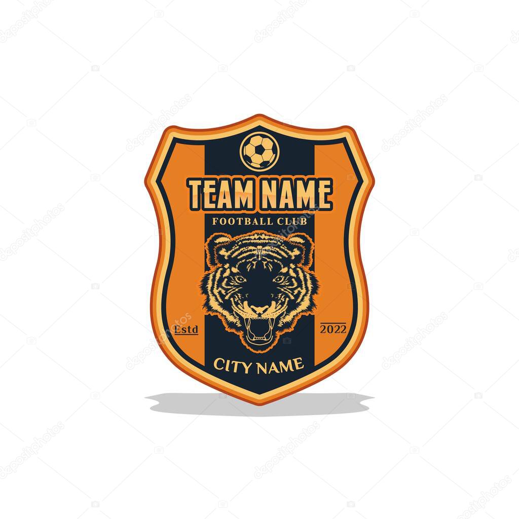 Football Club Logo With Tiger Head Illustration Vector Design
