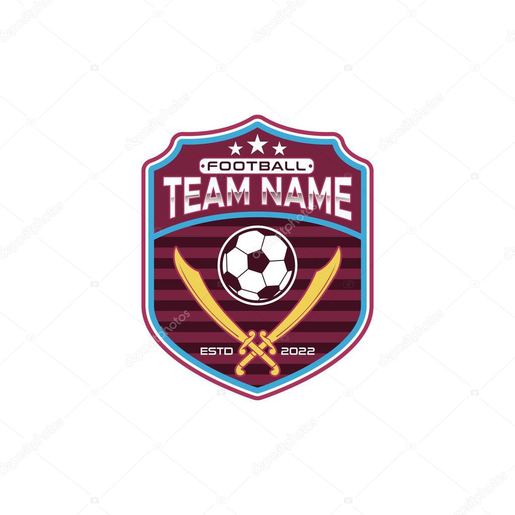 Soccer Team Emblem Template With Sword And Shield Symbol