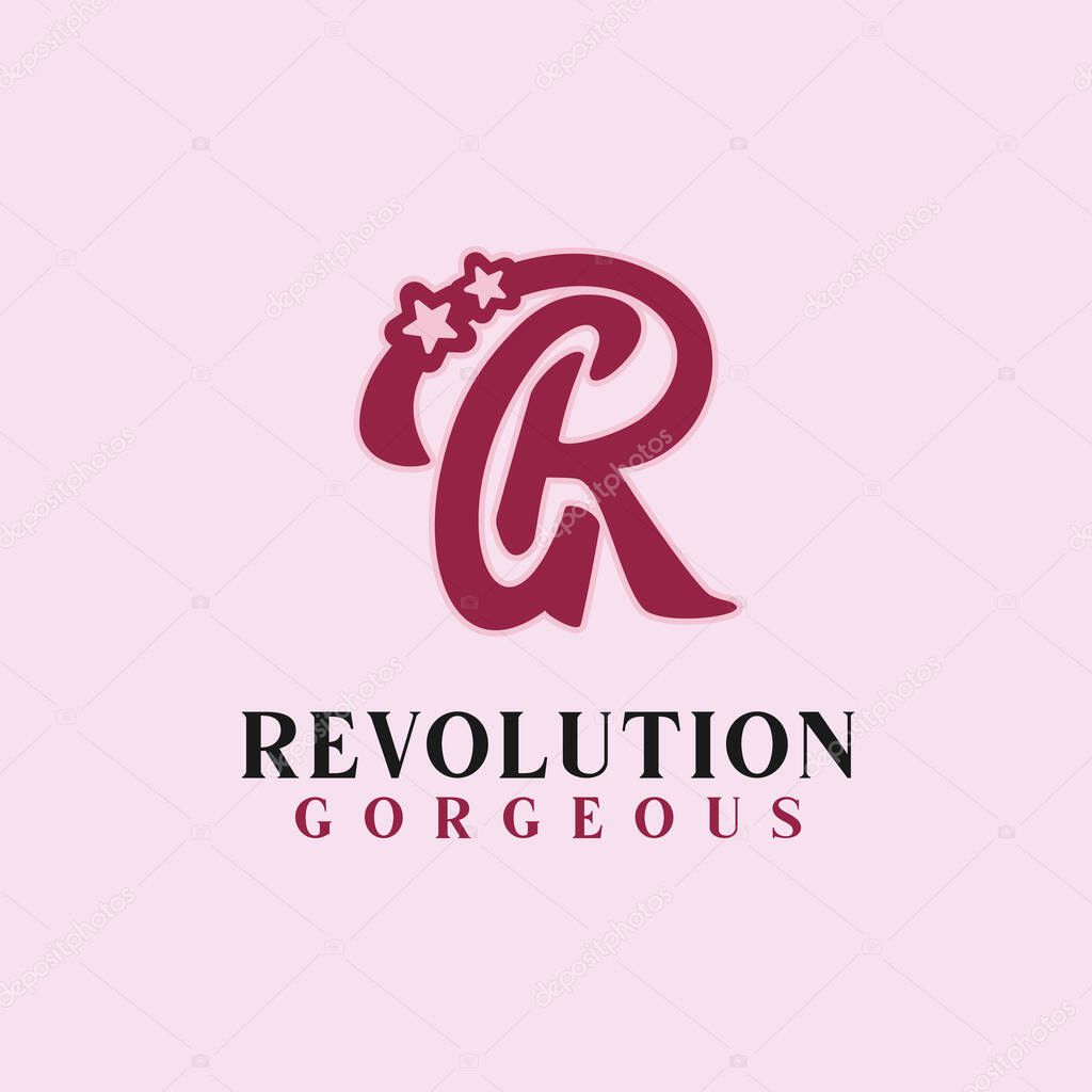 Initials Monogram Letter G R and K GR star logo design