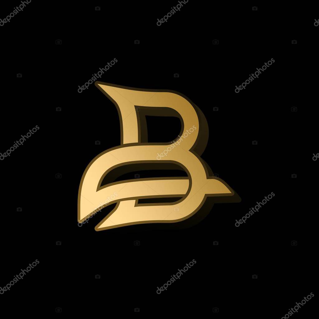 Monogram Inisial B Eagle Bird Logo Design, Golden B Logo With Eagle Head