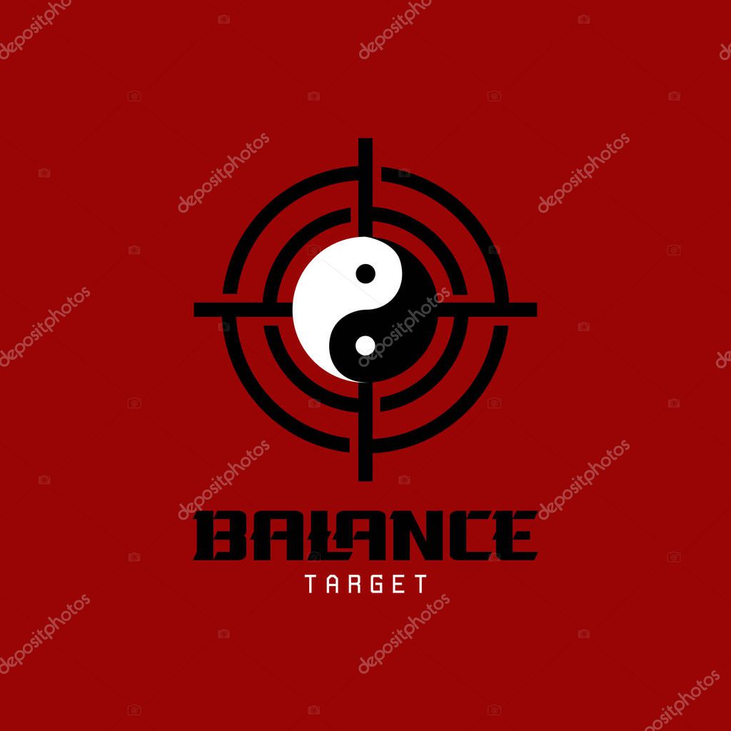 Yin Yang Symbol With Shooting Target For Target Life Balance Logo