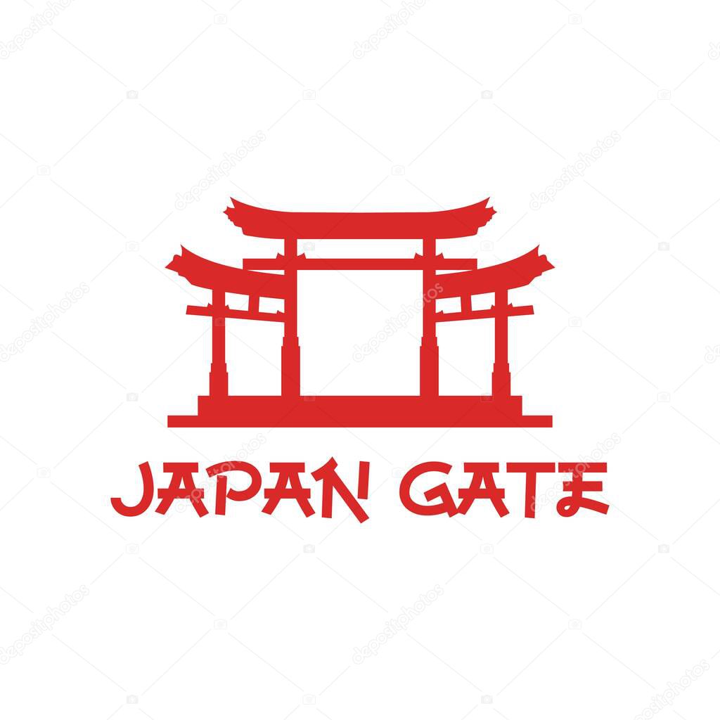 Traditional Japanese Gate, Japan historical landmark logo design vector