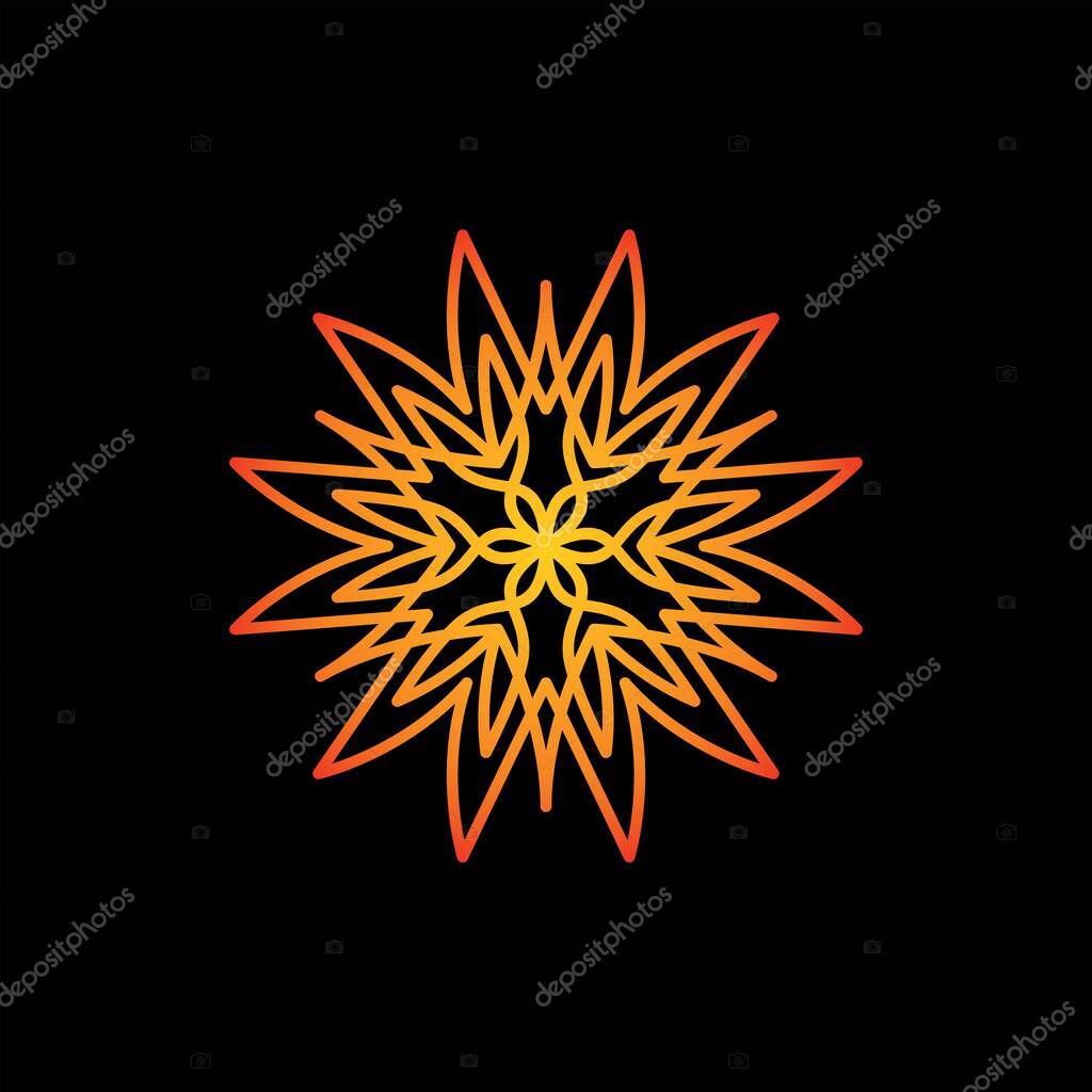 Fire Leaf Mandala With Fire Color Vector Design. Tribal Mandala Art