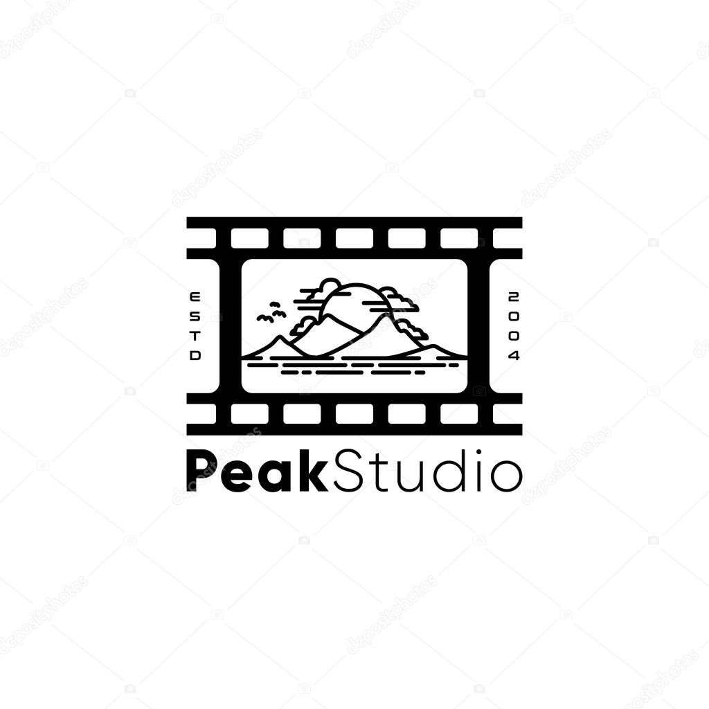 Negative Film with Natural Mountain Scenery Design For Outdoor Photography Logo