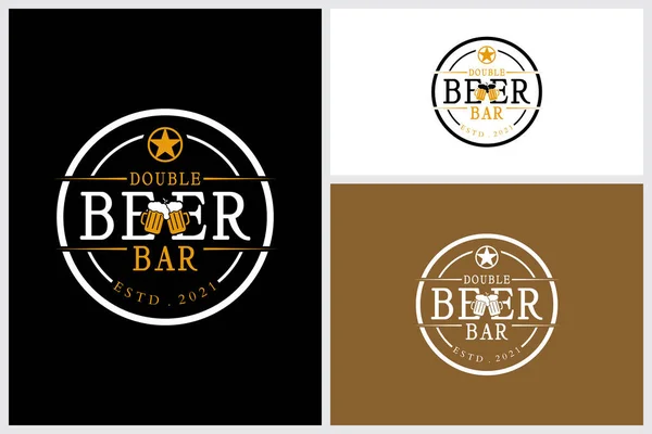 Beer Bar Company Night Club Logo Dengan Beer Glass Ale Stok Vektor Bebas Royalti