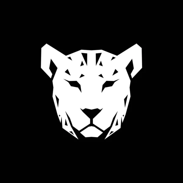 Leopard Jaguar Kopf Illustration Geometrischer Stil Auf Schwarzem Hintergrund — Stockvektor