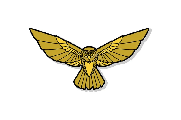Goldene Fliegende Eule Symbol Vektor Design Illustration — Stockvektor