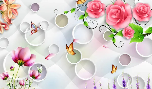 Иллюстрации Обои Цветок Бабочка Фона Абстрактный Дизайн — стоковое фото