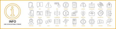 Info icons. info icon set. Info line icons. Vector illustration. Editable stroke. clipart