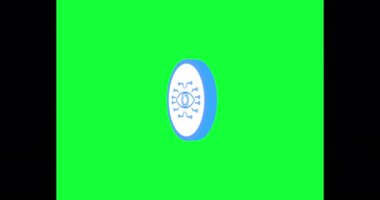 Dijital Göz hakkında animasyon simgesi. Yeşil Ekrandaki Canlandırılmış Simge.