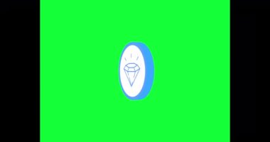 Elmas hakkında animasyon ikonu. Yeşil Ekrandaki Canlandırılmış Simge.