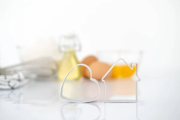 Десертні Інгредієнти Посуд Білому Тлі Відображають Таблицю Вид Спереду Копіювати — стокове фото