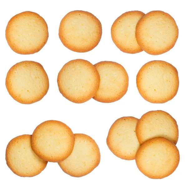 Top View Butter Cookies Biscuits Isolated White Background Season Greetings — Stock Photo, Image