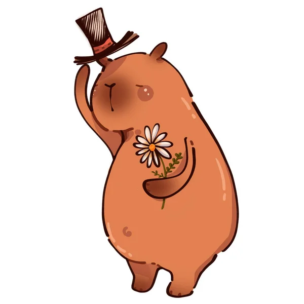 Capybara Vous Accueille Bienvenue Caricature Capybara Drôle Animal — Photo