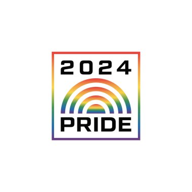  Vektör Mutlu Onur Günü 2024 Gökkuşağı logosu düz tasarım unsuruyla 