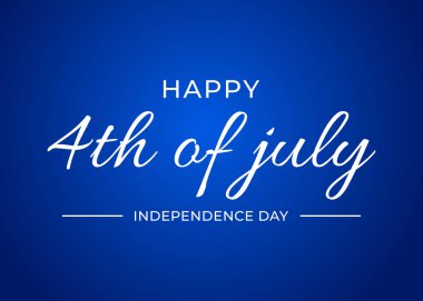 Bağımsızlık Günü 'nün modern 4 Temmuz' u, el yazısı tipografi, ABD mavi arka plan afişi, havai fişek metni parlıyor.