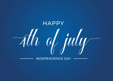 Bağımsızlık Günü 'nün modern 4 Temmuz' u, el yazısı tipografi, ABD mavi arka plan afişi, havai fişek metni parlıyor.