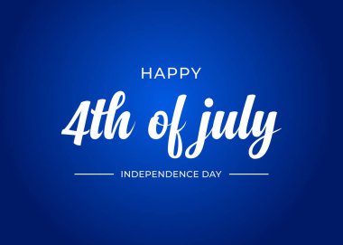 Bağımsızlık Günü 'nün modern 4 Temmuz' u, el yazısı tipografi, ABD mavi arka plan afişi, havai fişek metni parlıyor.