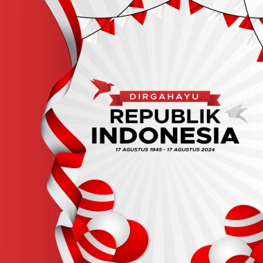  Endonezya 79. bağımsızlık günü dikey poster şablonu