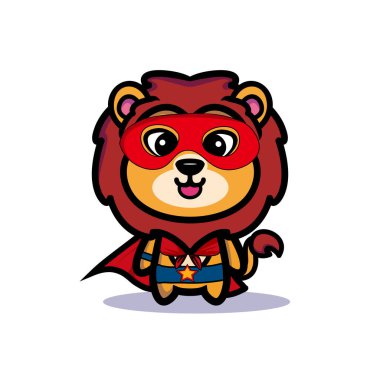 Art illustration symbol mascot character animal design kawaii lion costume equipment of super heroes