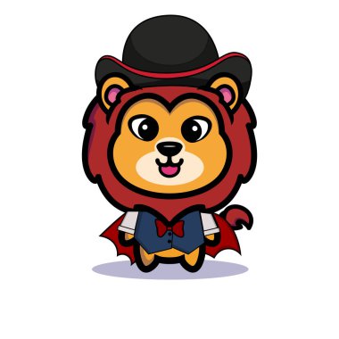 Art illustration symbol mascot character animal design kawaii lion costume equipment of magician