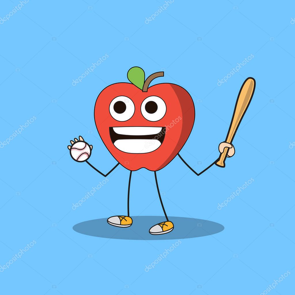 Ilustración de arte Doodle Kawaii Fruits Symbol Carácter de la mascota