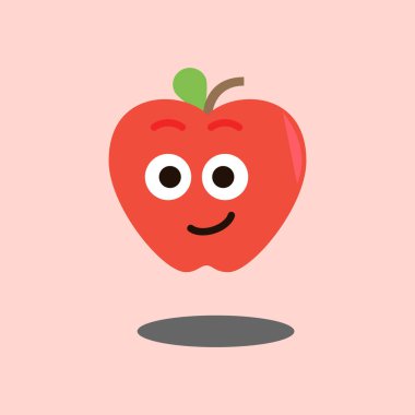 Art illustration sign logo vector symbol icon kawaii mascot doodle emoji fruits of red apple peace love