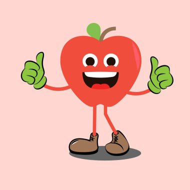Art illustration sign logo vector symbol icon kawaii mascot doodle emoji fruits of red apple peace love