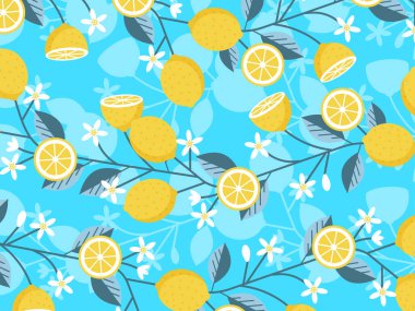 art illustration background pattern seamless icon symbol logo wallpaper of lemon orange sliced fruits