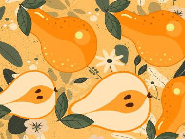 art illustration background pattern seamless icon symbol logo wallpaper of orange pear fruits