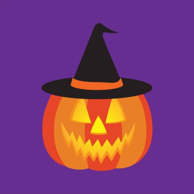 Art illustration design concept colorful icon symbol logo of kawaii black pumpkin with face expression