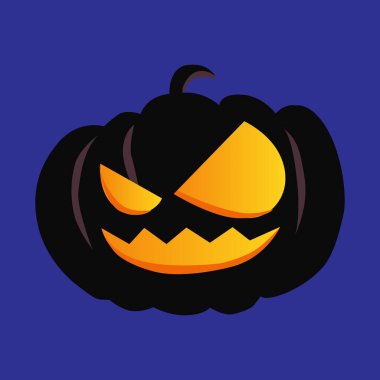 Art illustration design concept colorful icon symbol logo of kawaii black pumpkin with face expression