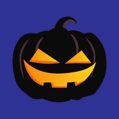 Art illustration design concept colorful icon symbol logo of kawaii black pumpkin with face expression