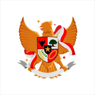 Art illustration symbol Indonesian Independence day icon logo august or pancasila of eagle