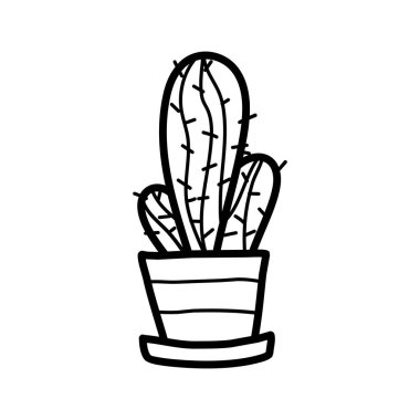 Art illustration design sketch hand draw concept icon logo colorful symbol design of cactus pot