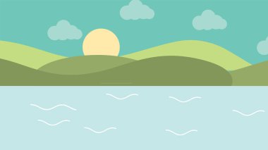 Art illustration landscape view design concept cartoon flat of scenery nature background wallpaper