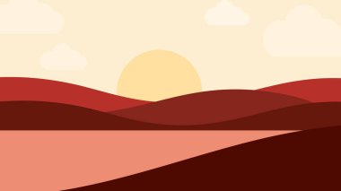 Art illustration landscape view design concept cartoon flat of scenery nature background wallpaper