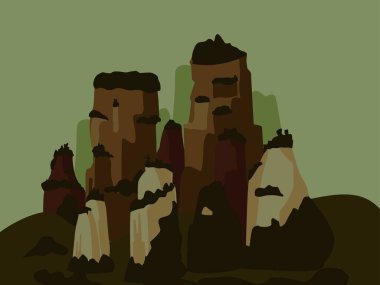 Art illustration background mount landscape hill design concept seamless cliff nature of mountain canyon