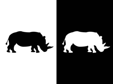 Art illustration design concpet icon black white logo isolated symbol of rhinoceros