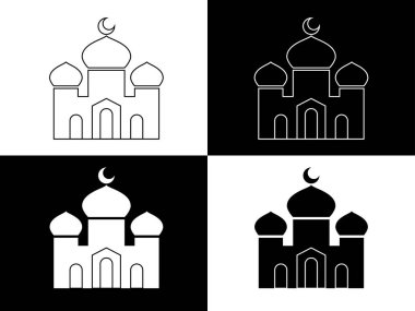 Art illustration design icon logo with silhouette concept symbol of mosque