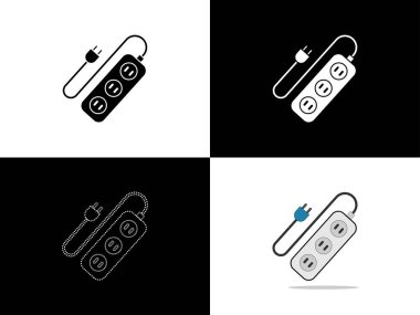 Art illustration design icon logo with silhouette concept symbol of cable plug in